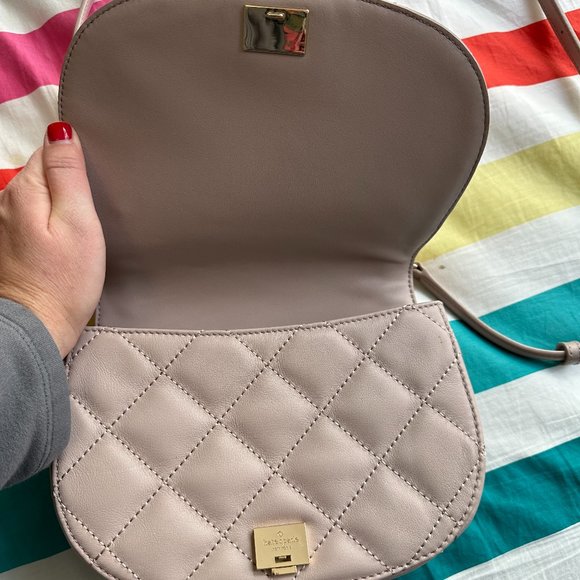 Kate Spade New York Emerson Place Rita Crossbody, Quilted, Tan, Gold Chain - Picture 2 of 7